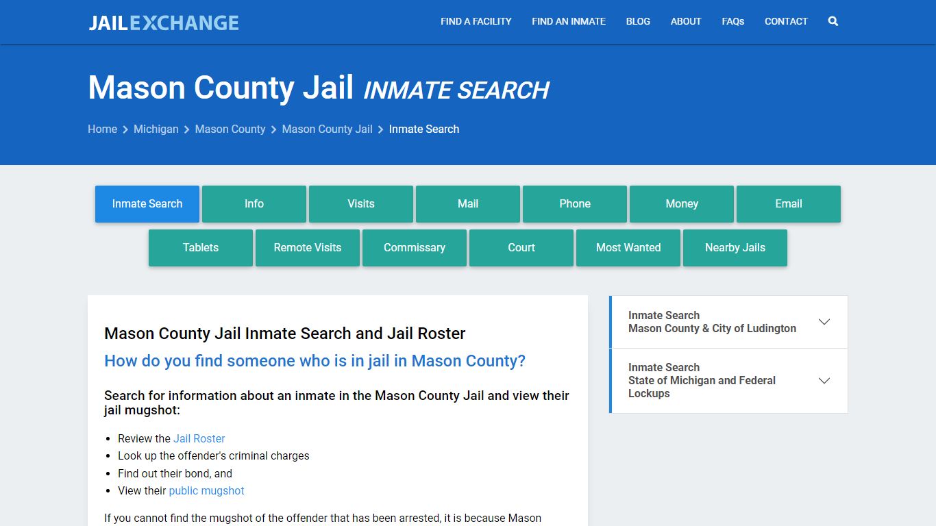 Mason County Jail Inmate Search - Jail Exchange